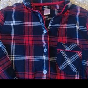 Women's Red and Blue Plaid Flannel Pajama Set Size Large EUC
